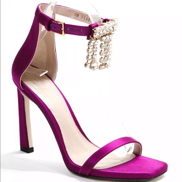 Stuart Weitzman Shoes - $545 Stuart Weitzman Fringe Nudist Satin Sandal